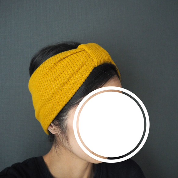 Hair Turban (Loop) ☆ Rib Knit Mustard Yellow 第8張的照片