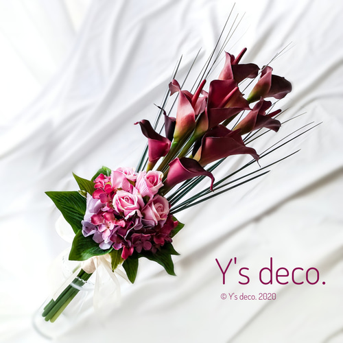 生花に見える】大輪 ボルドー オーダーメイド ウェディングブーケ