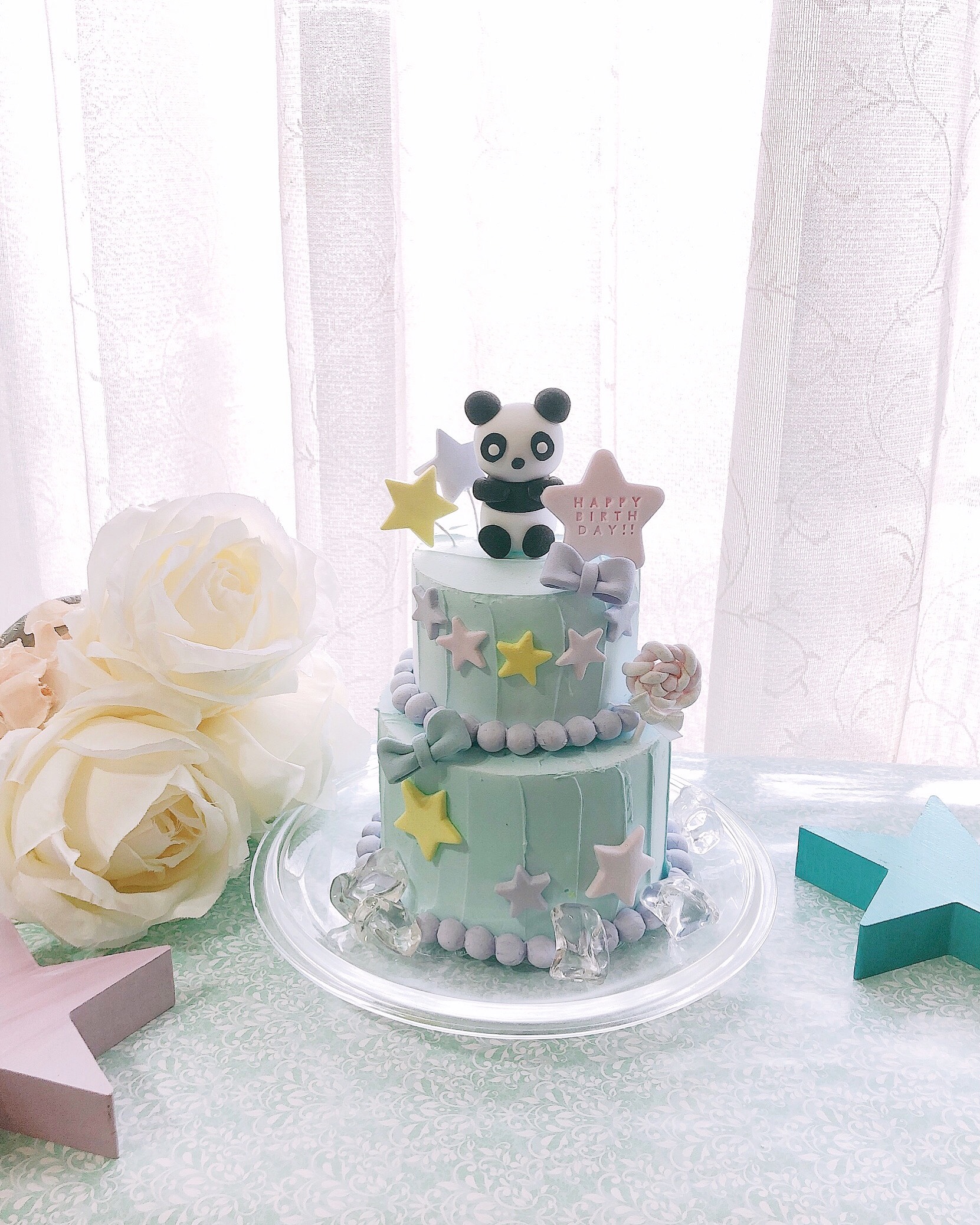 パンダさんのお誕生日クレイケーキ