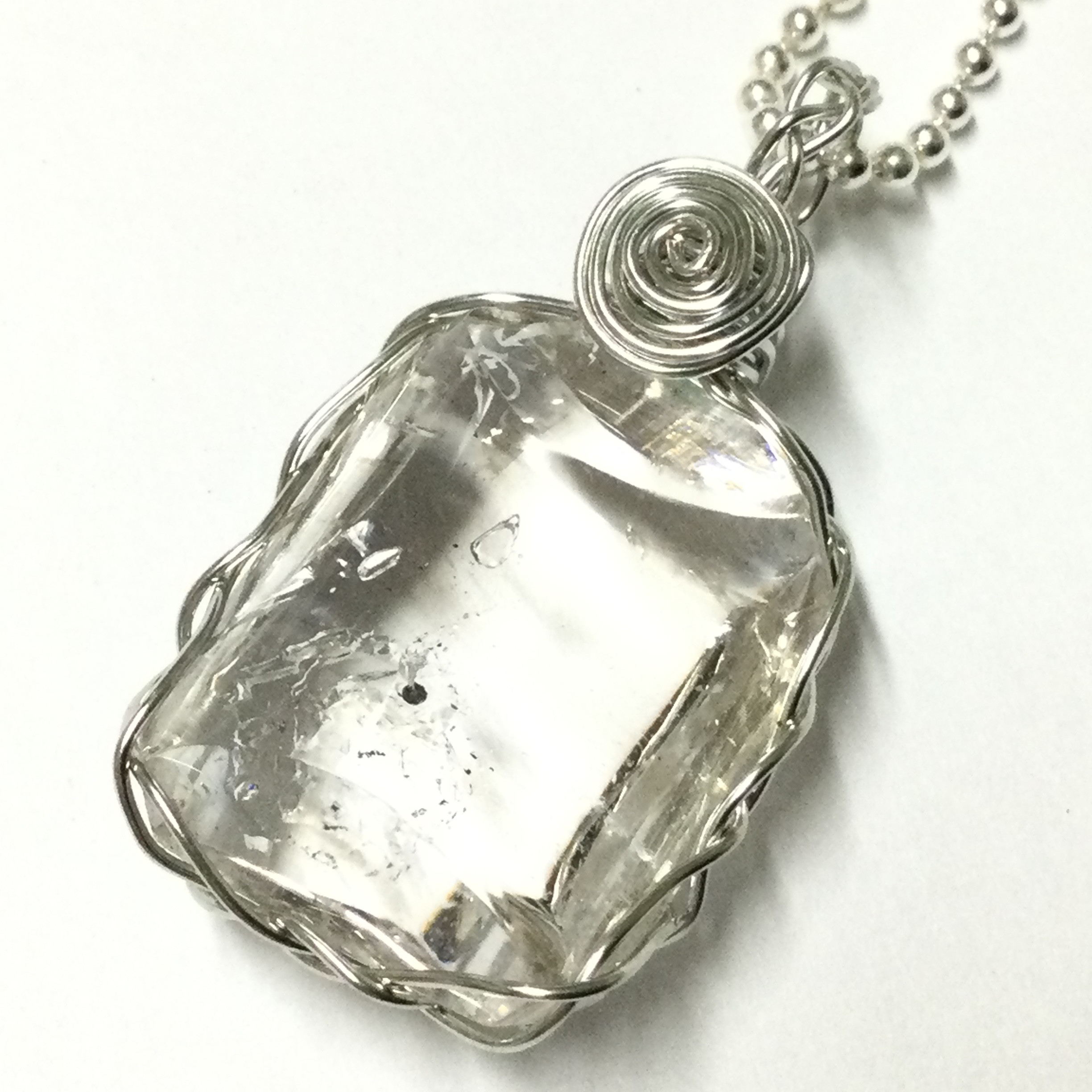 激レア！一点物☆送料無料 ヒーリングストーン 天然石 ヒマラヤ産ウォーターインクォーツ シルバーネックレス ②