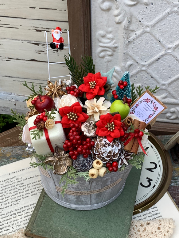 クリスマスカラーわくわくクリスマスアレンジ アートフラワー little
