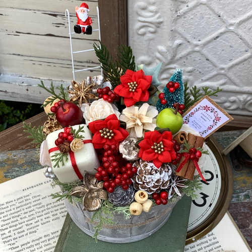 クリスマスカラーわくわくクリスマスアレンジ アートフラワー little