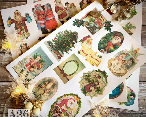 クリスマス系♡A4デザインペーパー50枚set♡おすそ分けファイル コラージュ