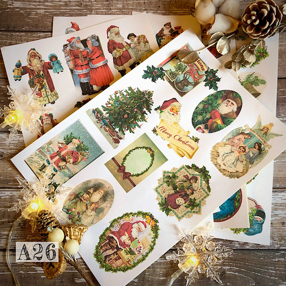 送料無料【A26 コラージュ素材】クリスマスシール ジャーナル