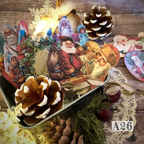 送料無料【A26 コラージュ素材】クリスマスシール ジャーナル サンタ