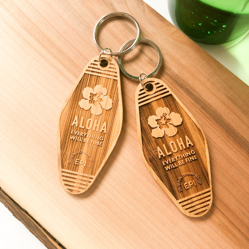 受注生産〉名入れ無料♪ モーテルキーホルダー【ハイビスカス 
