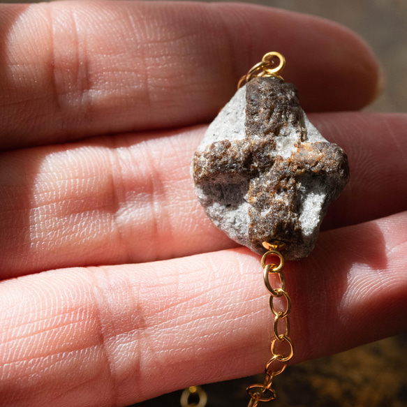 [055 血月系列]十字石（十字石）礦物寶石鏈手鍊天然石材 第3張的照片