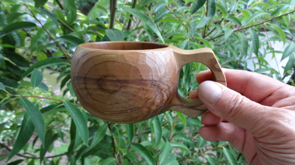 　キャンプに！ チシャの一木彫りコーヒーカップ 5枚目の画像