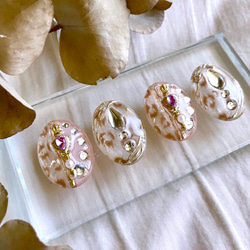 glass oval nuance leopard natural Earrings 7枚目の画像