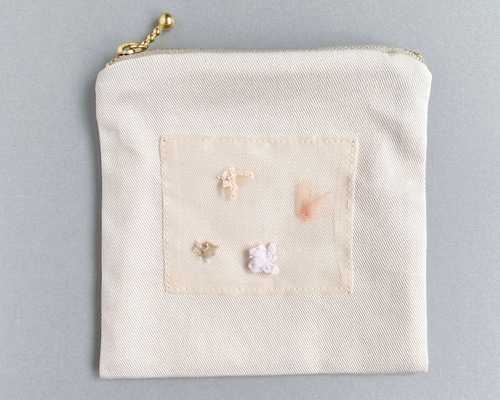オーガンジー 刺繍ポーチ 12cmファスナー ポーチ towairo 通販