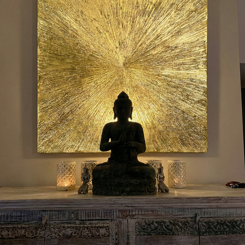 F15サイズ /THE SUN 和風アート 絵画 金箔 かっこいい ゴールド