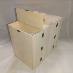 ミシン糸+ボビン 44個収納　便利な糸立て木製裁縫箱　ソーイングボックス　折り畳み収納ケース　♡型ピンクッション付 7枚目の画像