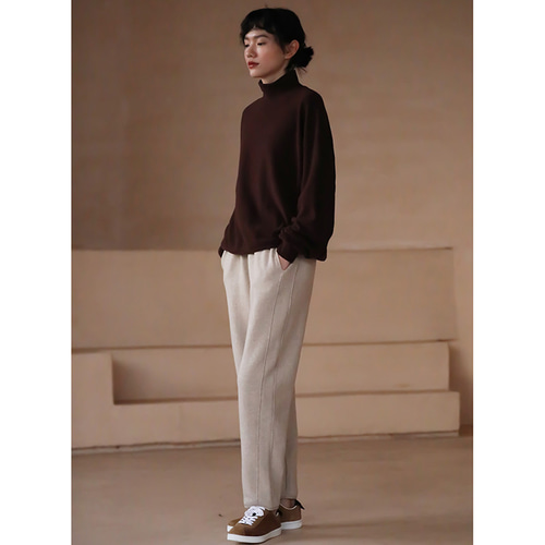 裏起毛スウェットパンツ 暖かいロングパンツ ベージュ S-XL #054 