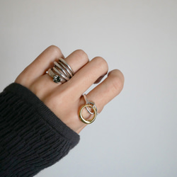 [再次上架/尺寸可調] 橢圓形吊飾戒指 / 銀・銀×黃銅 R068 第7張的照片