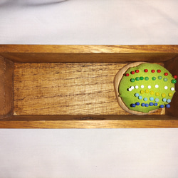 ミシン糸+ボビン 44個収納　便利な糸立て木製裁縫箱　ソーイングボックス　折り畳み収納ケース　ピンクッション付 9枚目の画像