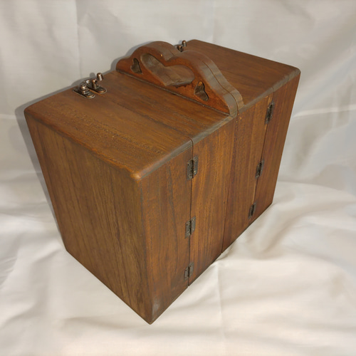 木製　ミシン収納ケース ミシン糸+ボビン 44個収納 便利な糸立て木製裁縫箱 ソーイングボックス