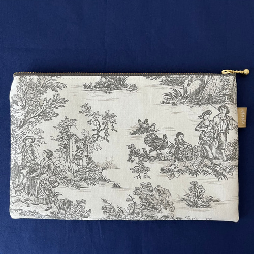 20cmファスナー フラットポーチ☆ toiledejouy ☆トワルドジュイ生地