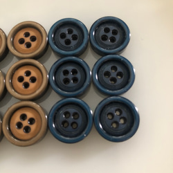 アンティーク ボタン 6個　ビンテージ 昭和 レトロ 個性的 ハンドメイド素材　緑　青　茶　ポップ アクセ　日本製 4枚目の画像