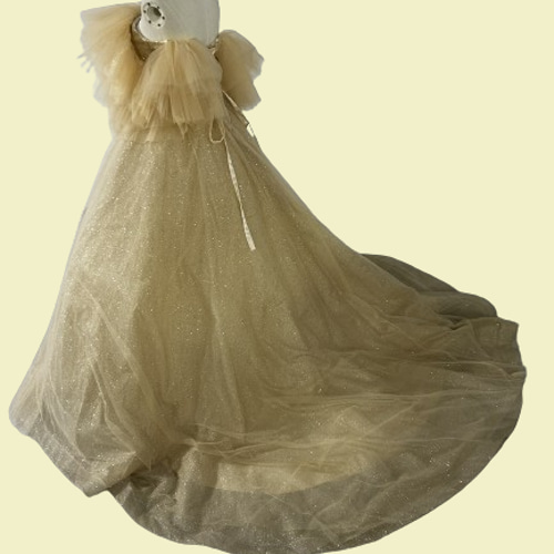 送料無料！華やか シャンパン色 カラードレスキラキラグリッター  