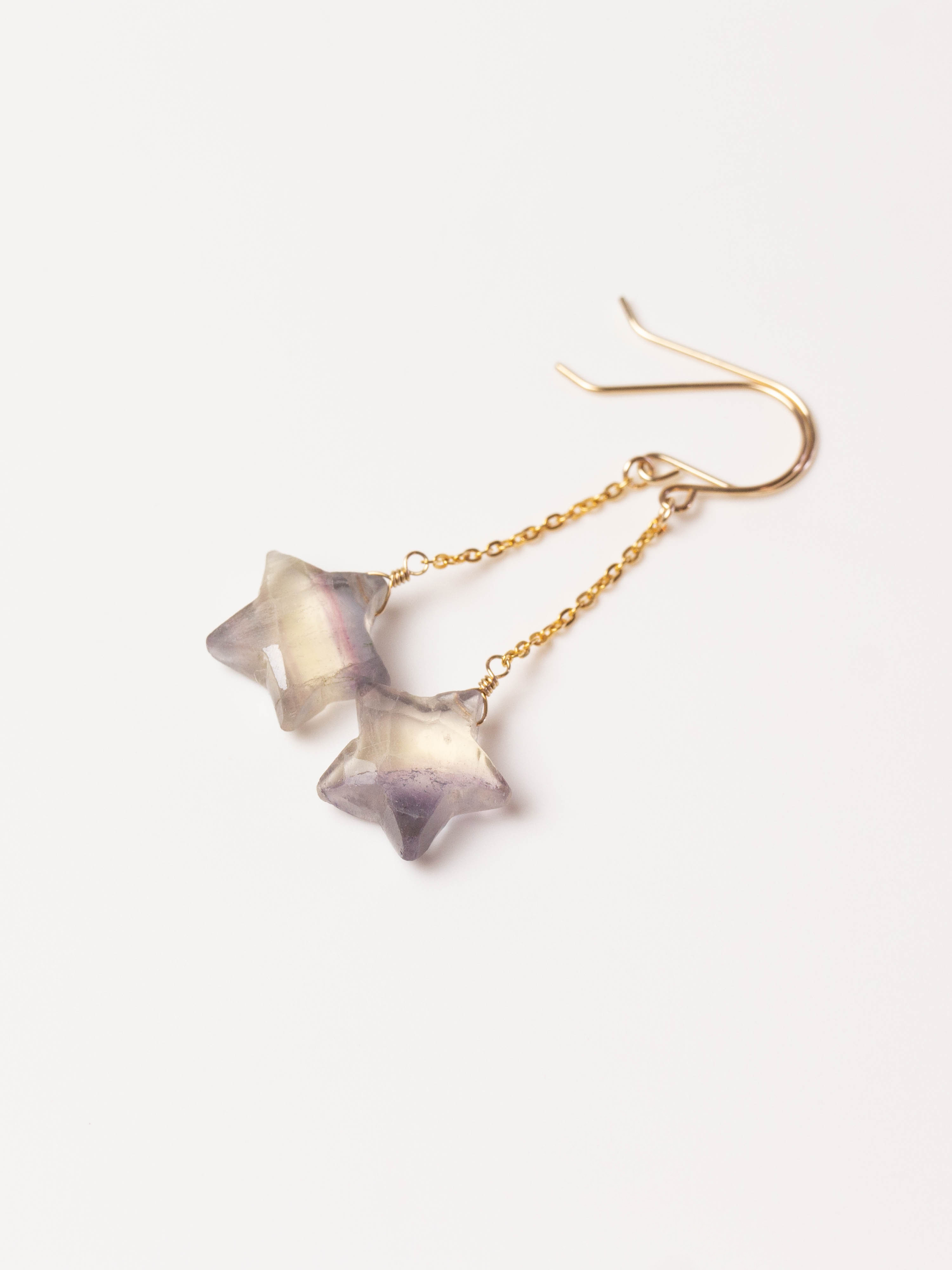 1点もの＊フローライト 星 ピアス-I