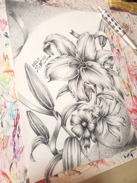 【シャーペン画】枯れない花を描きましょう✍️ 3枚目の画像