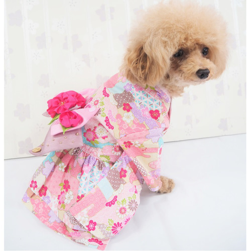 ワンピース 和柄 和装 着物風 イベント ドックウェア 犬服 犬の服 猫服