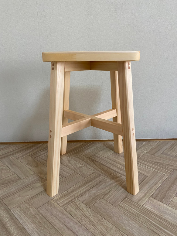 スツール・椅子（寄木装飾/寄木細工:ヘリンボーン柄） 4枚目の画像
