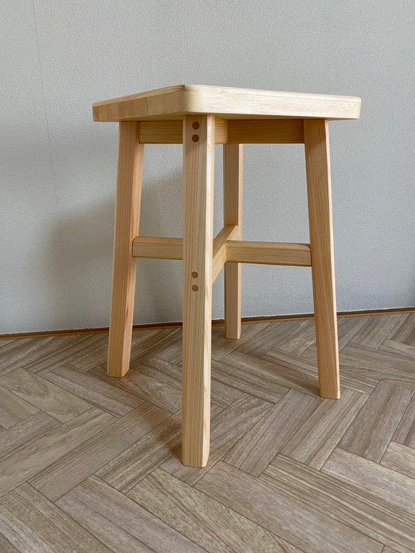 スツール・椅子（寄木装飾/寄木細工:ヘリンボーン柄） 5枚目の画像