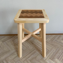 スツール・椅子（寄木装飾/寄木細工:ヘリンボーン柄） 2枚目の画像