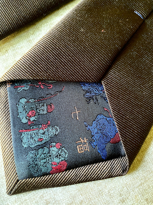 　さくらネクタイ　ブラウン　京都・西陣織　手描き　シルク 5枚目の画像