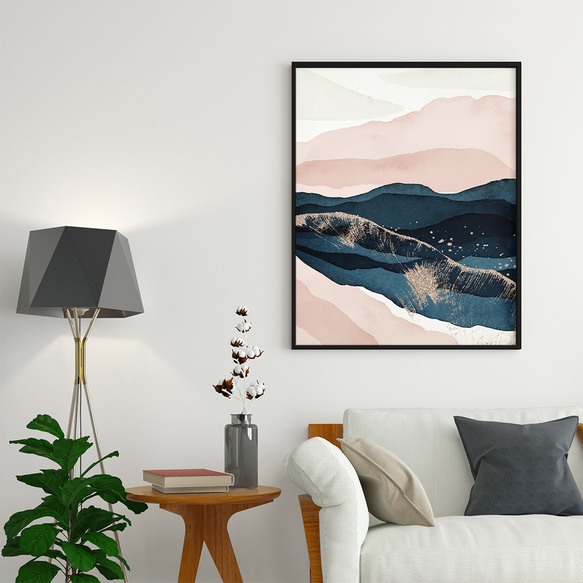 Mountain 抽象画 水彩 ソフトピンク / インテリアポスター 海外アート ３枚セット / 4458 4枚目の画像