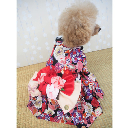 ワンピース ドレス 和柄 和装 着物風 ドックウェア 犬服 犬の服 ワンピース ドレス 和柄 和装 着物風 ドックウェア 犬服 犬の服