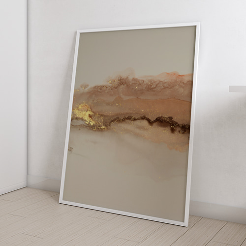 モダン 抽象画 ゴールドアクセントのベージュアート インテリア