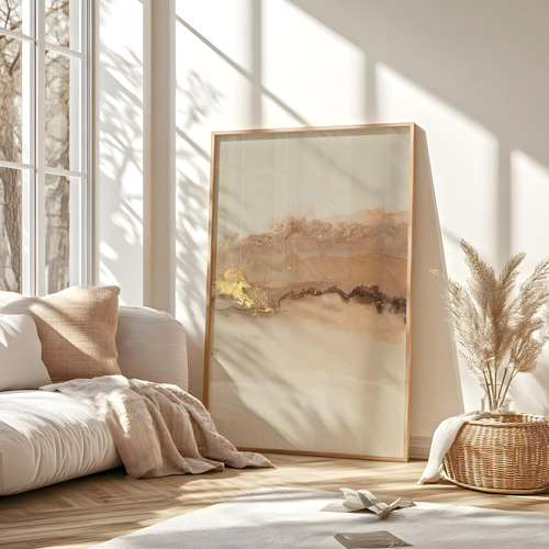 アートポスター 北欧風 抽象画 ゴールド ベージュ シンプルモダン