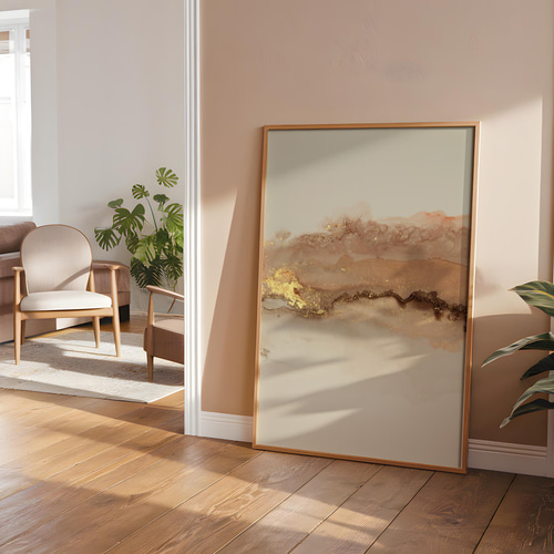 アートポスター 北欧風 抽象画 ゴールド ベージュ シンプルモダン