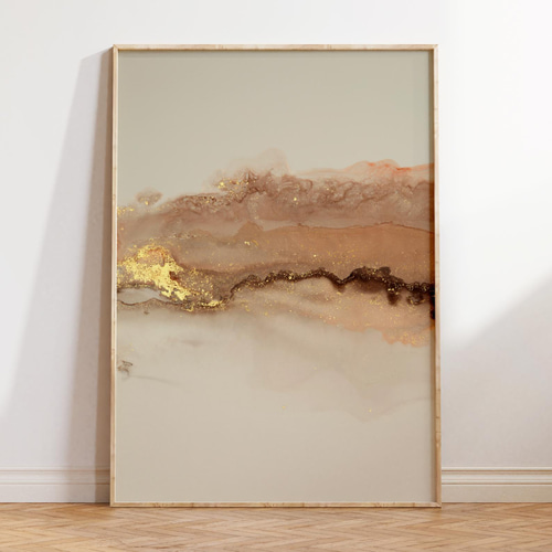 アートポスター 抽象画 アースカラー ゴールド 北欧モダン ベージュ