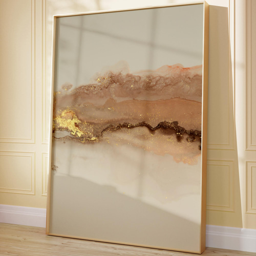 アートポスター 抽象画 アースカラー ゴールド 北欧モダン ベージュ