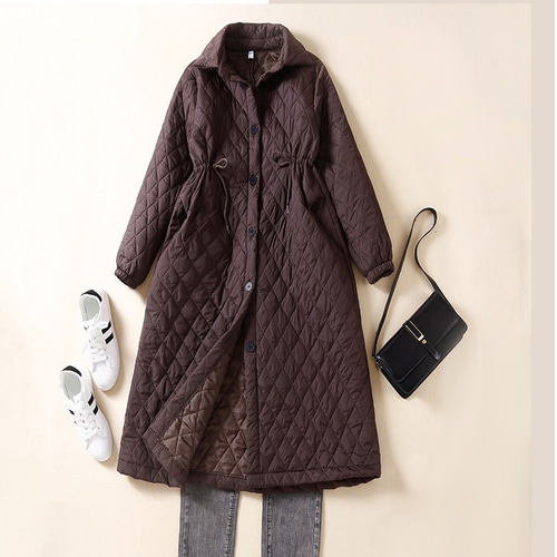 受注】ブラウン(茶色)キルティング ジャケット レディース 秋冬 中綿