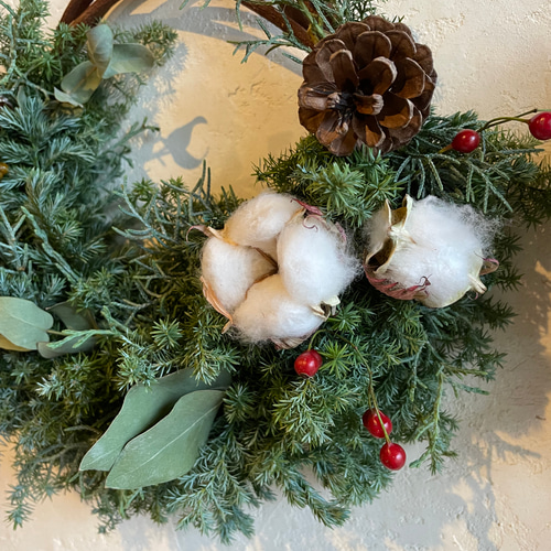 ナチュラルクリスマスリース ハーフ リース Olive + 通販