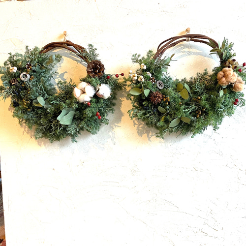 ナチュラルクリスマスリース ハーフ リース Olive + 通販 ナチュラルクリスマスリース ハーフ リース Olive + 通販