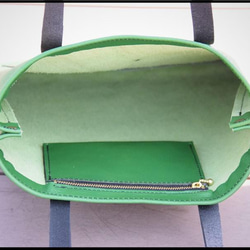 【Polilavo】レザートートバッグ　本革　鞄　内ポケット　外ポケット　シンプル　おしゃれ　緑　メンズ　レディース 8枚目の画像