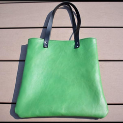 【Polilavo】レザートートバッグ　本革　鞄　内ポケット　外ポケット　シンプル　おしゃれ　緑　メンズ　レディース 3枚目の画像
