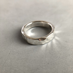 silver ring 4mm /シルバー/リング/指輪/槌目/シンプル/刻印 3枚目の画像