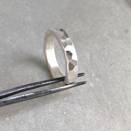silver ring 4mm /シルバー/リング/指輪/槌目/シンプル/刻印