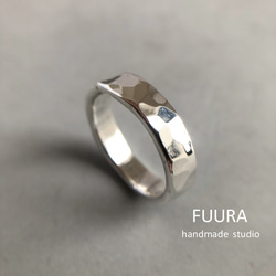 silver ring 4mm /シルバー/リング/指輪/槌目/シンプル/刻印 1枚目の画像