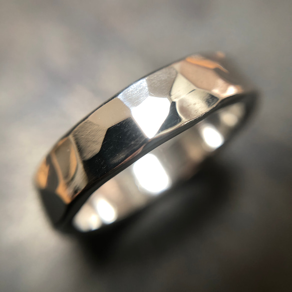 silver ring 4mm /シルバー/リング/指輪/槌目/シンプル/刻印 7枚目の画像