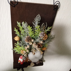 木製ボードツリーの壁掛け　クリスマスの木タグ　サンタさんとウッドトナカイつき＾＾ 7枚目の画像