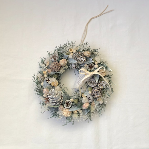 クリスマスリース=白い冬の景色=プリザーブドフラワーリース リース