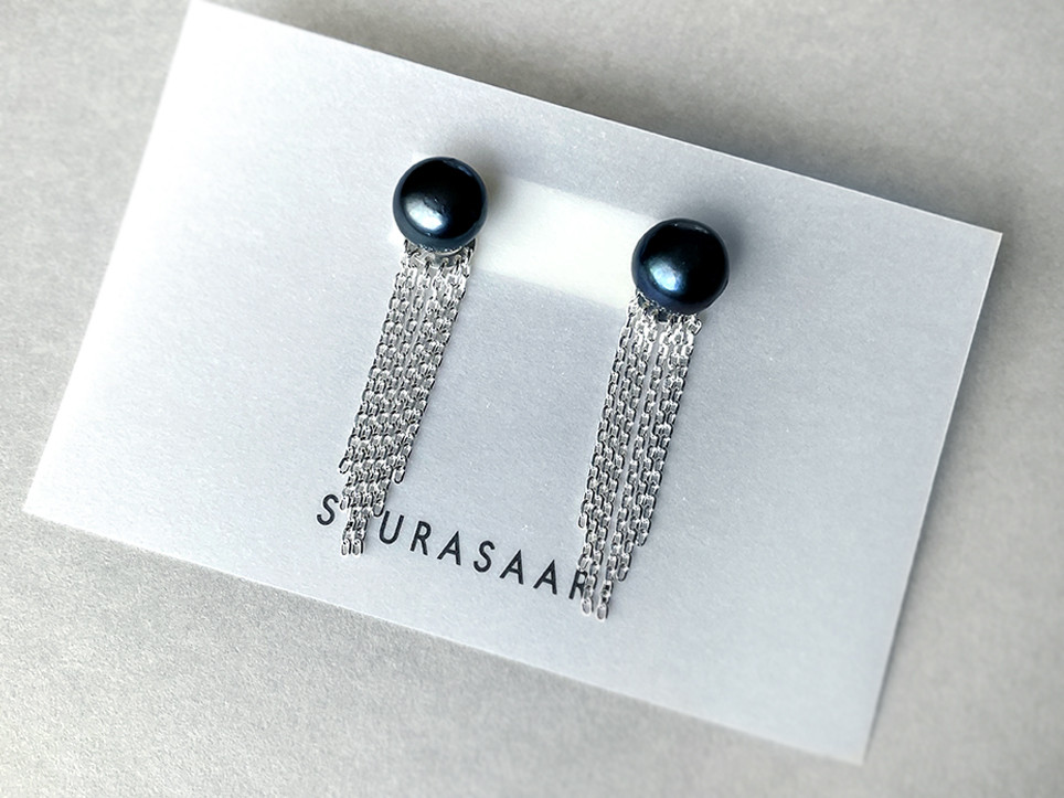 【 淡水パール・silver925  】Kohtalo＋ ／ navy ／ ピアス