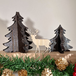 木製クリスマスオブジェ　森のトナカイ　無垢材　クリスマスオーナメント　クリスマス飾り　クリスマスツリー 1枚目の画像